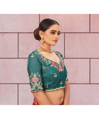 Glorious Heavy Embroidered Banglori Silk Un Stitched Blouse 3