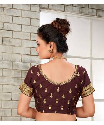 Graceful Burgundy colour embroidered un stitched blouse 2