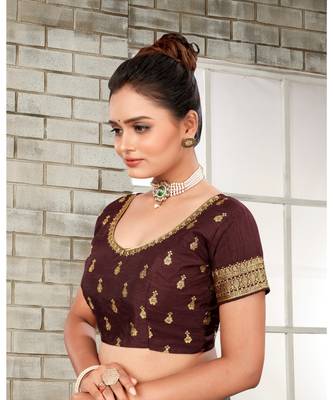 Graceful Burgundy colour embroidered un stitched blouse 3