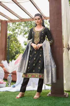 Black woven banarasi salwar