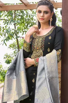 Black woven banarasi salwar