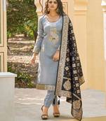 Grey woven banarasi salwar