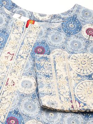 Blue printed cotton ethnic-kurtis 5