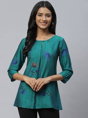 Green printed cotton party-tops 1