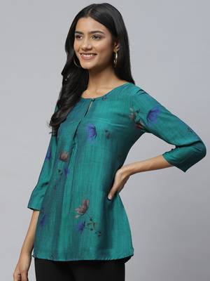Green printed cotton party-tops 2