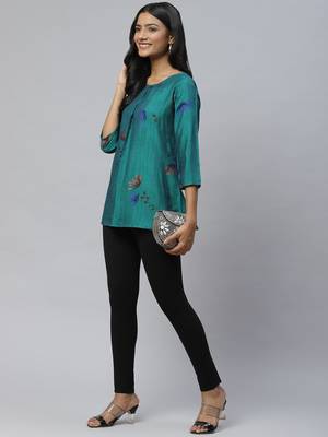 Green printed cotton party-tops 3