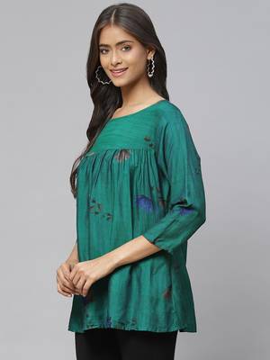 Green printed cotton party-tops 2
