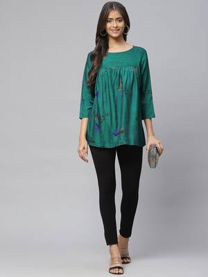 Green printed cotton party-tops 3