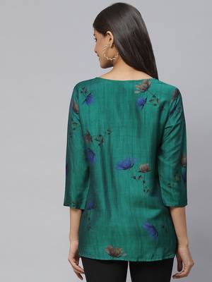 Green printed cotton party-tops 4