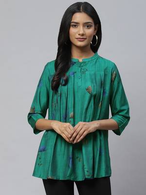 Green printed cotton party-tops 1