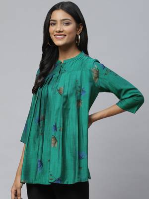 Green printed cotton party-tops 2