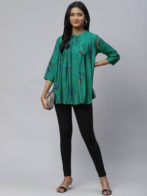 Green printed cotton party-tops 3
