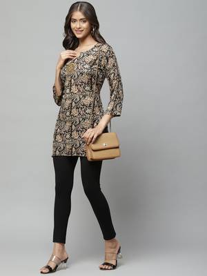 Black printed cotton party-tops 3