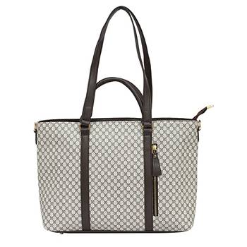 Beige Checkered Tote Bag 1