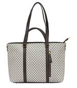 Beige Checkered Tote Bag