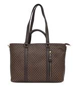 Brown Checkered Tote Bag