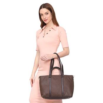 Brown Checkered Tote Bag 4