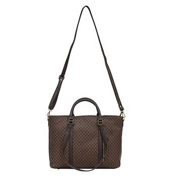 Brown Checkered Tote Bag 5