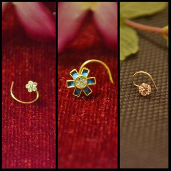 COMBO Dainty Shimmering nose stud or nosepin or nose ring with american diamond 1