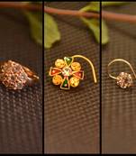 COMBO Dainty Shimmering nose stud or nosepin or nose ring with american diamond