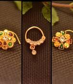 COMBO Dainty Shimmering nose stud or nosepin or nose ring with american diamond