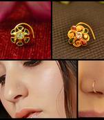 COMBO Dainty Shimmering nose stud or nosepin or nose ring with american diamond