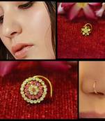 Gold diamond COMBO Dainty Shimmering nose stud or nosepin or nose ring with american diamond-ring