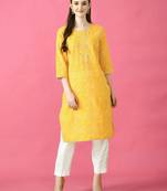Shaysta Women's Lehriya Printed Cotton Kurti With Gota Work At Hemline