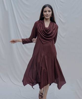 Dream Cowl Dress in Wine Color 2