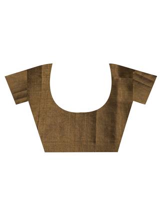 Copper hand woven cotton silk saree with blouse 5