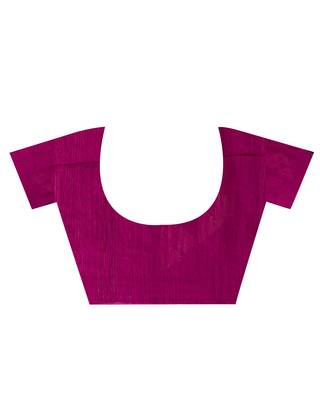 Pink hand woven blended cotton saree with blouse 5