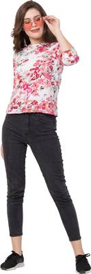 Casual Butterfly Sleeves Self Design Women Multicolor Top 1