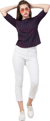 Casual Butterfly Sleeves Self Design Women Multicolor Top 1