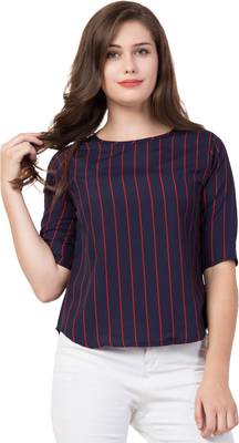Casual Butterfly Sleeves Self Design Women Multicolor Top 2