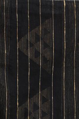 Black hand woven blended cotton saree with blouse 5