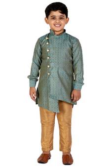 Dark Green Silk Embellished Cut Kurta Pajama Set