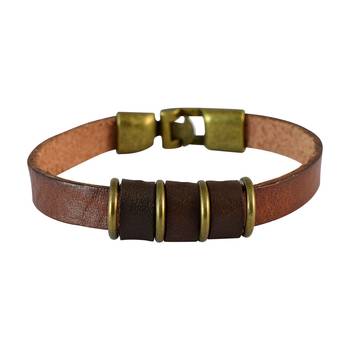 Men Strap Leather Bracelet Brown color for Everyday wear 1