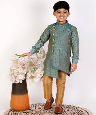 Dark Green Silk Embellished Cut Kurta Pajama Set 2