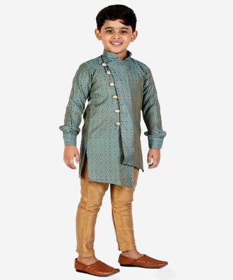 Dark Green Silk Embellished Cut Kurta Pajama Set 3