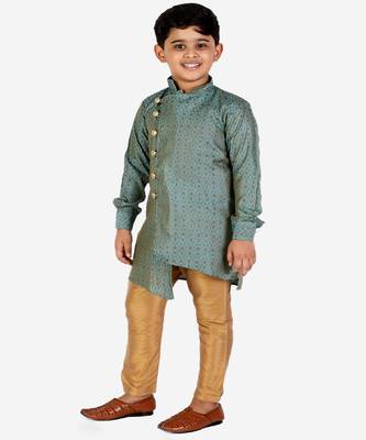 Dark Green Silk Embellished Cut Kurta Pajama Set 4