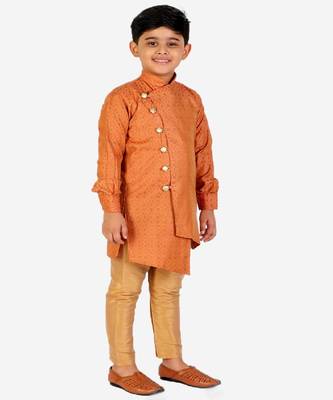 Orange Silk Embellished Cut Kurta Pajama Set 3
