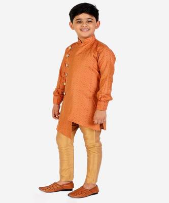 Orange Silk Embellished Cut Kurta Pajama Set 4