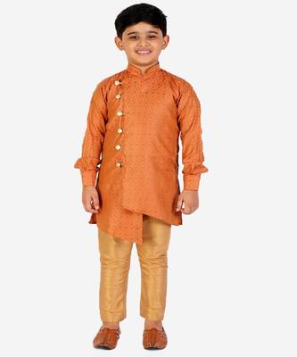 Orange Silk Embellished Cut Kurta Pajama Set 5