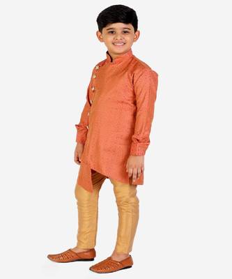 Rust Silk Embellished Cut Kurta Pajama Set 4