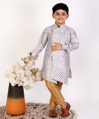 White Embellished Silk Cut Kurta Pajama Set 2