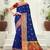 Navy blue woven silk saree with blouse