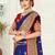 Navy blue woven silk saree with blouse