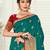 Teal woven silk saree with blouse