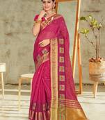 Pink embroidered organza saree with blouse