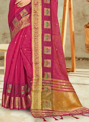 Pink embroidered organza saree with blouse 3
